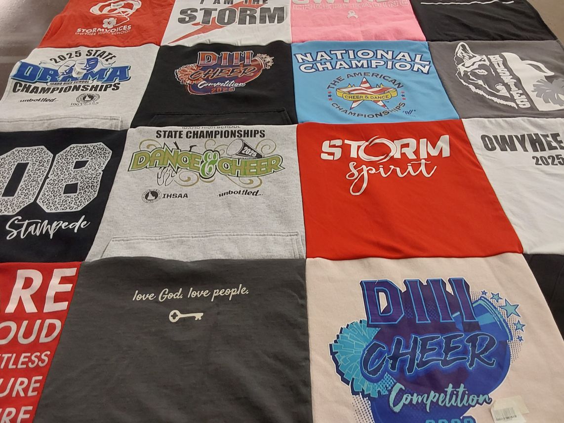 T-shirt quilt featuring storm, dill cheer team by Jessica from ID