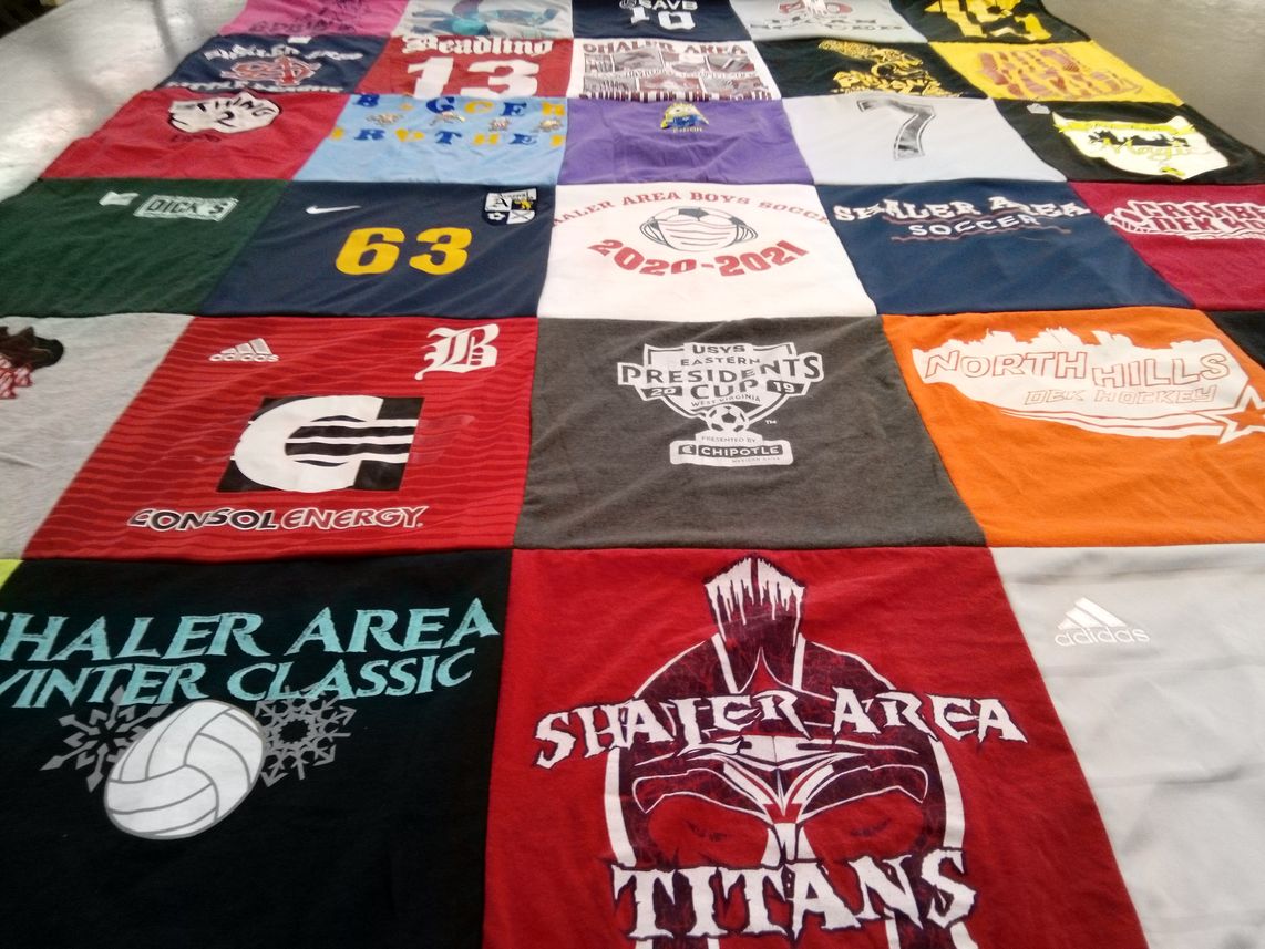 T-shirt quilt featuring shaler area titans, north hills hockey by Amy from PA