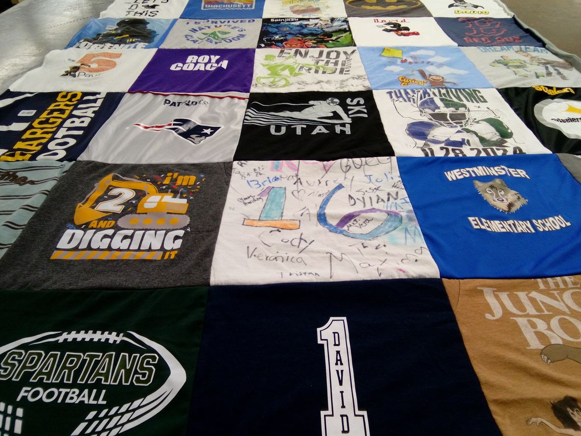 T-shirt quilt featuring new england patriots, spartans football by Michele from MA