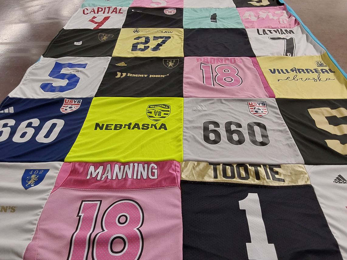 T-shirt quilt featuring broncos by Christine from NE