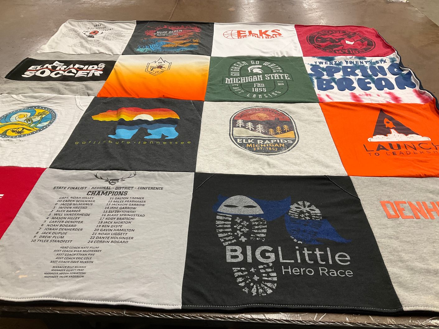T-shirt quilt featuring elk rapids soccer by Tara from MI