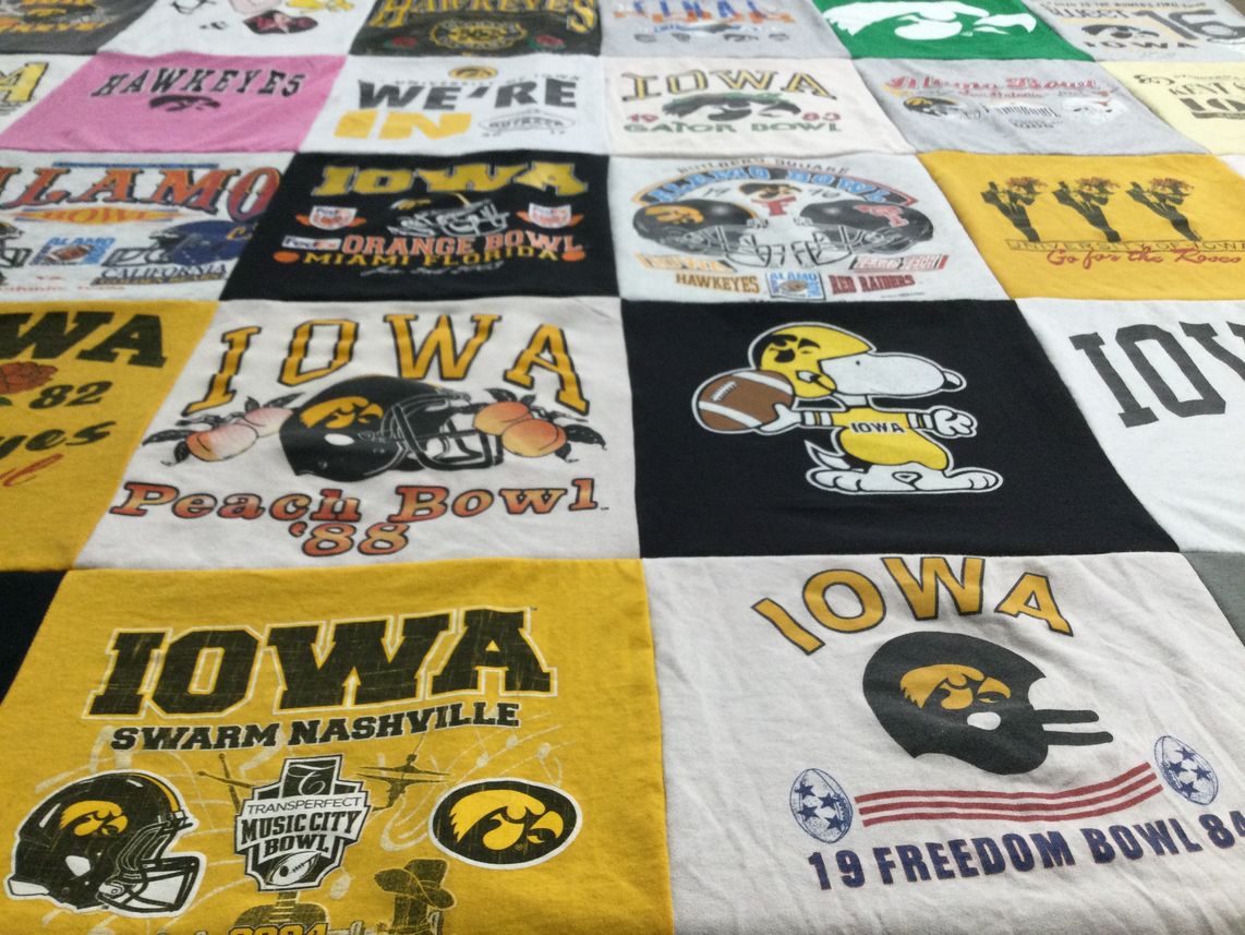 T-shirt quilt featuring iowa hawkeyes by Johnna from IA
