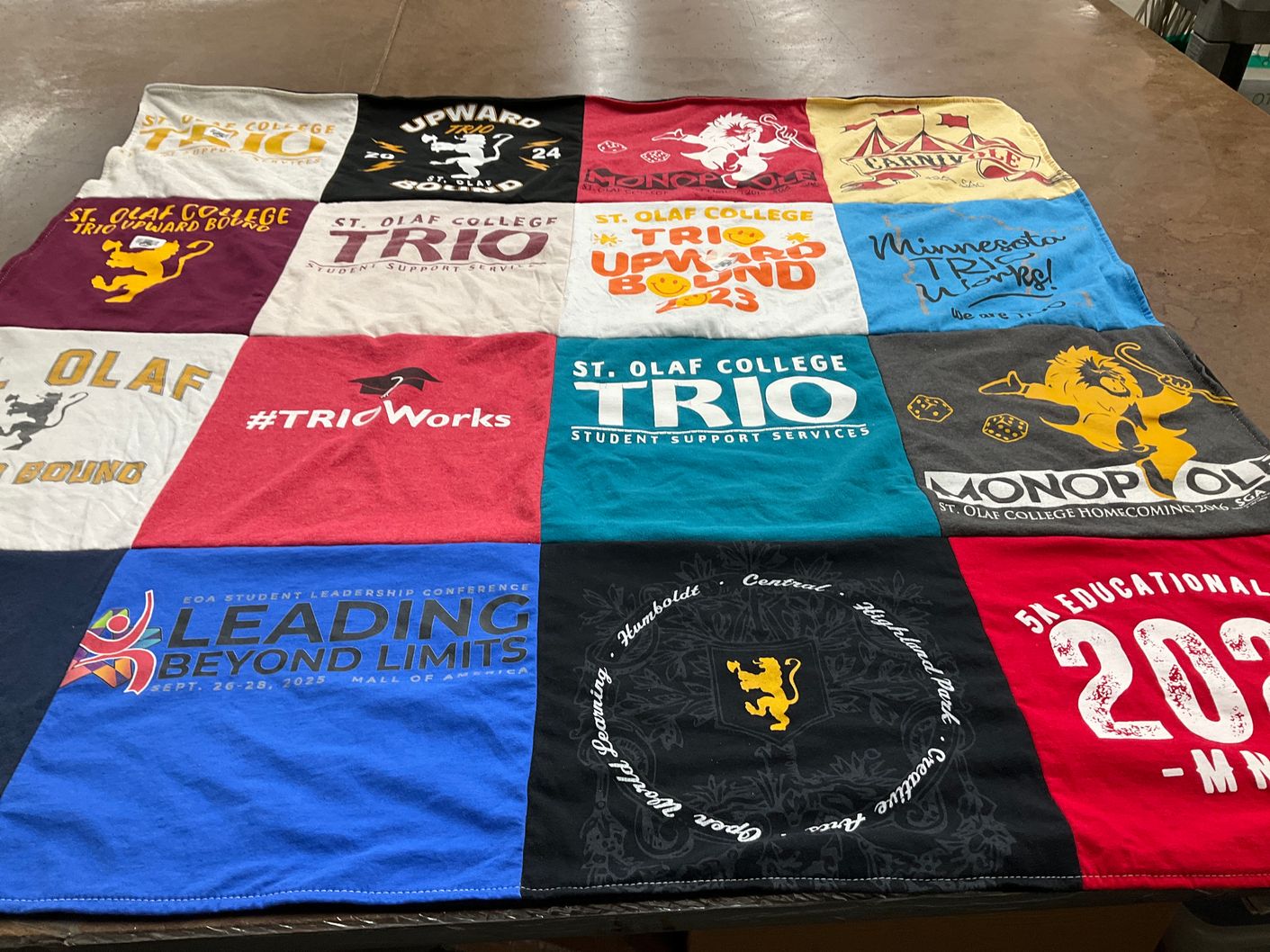 T-shirt quilt from st. olaf college by Diana from MN