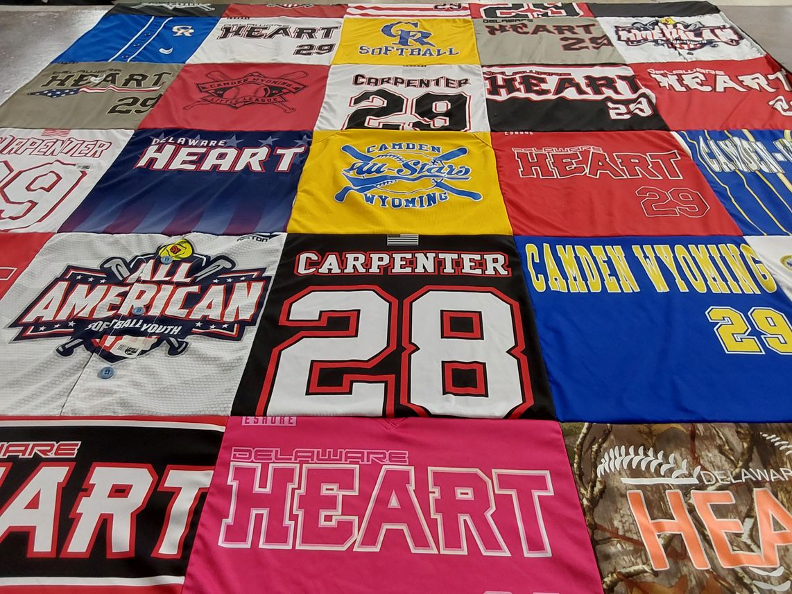 T-shirt quilt featuring delaware heart, camden all-star by Joe from DE