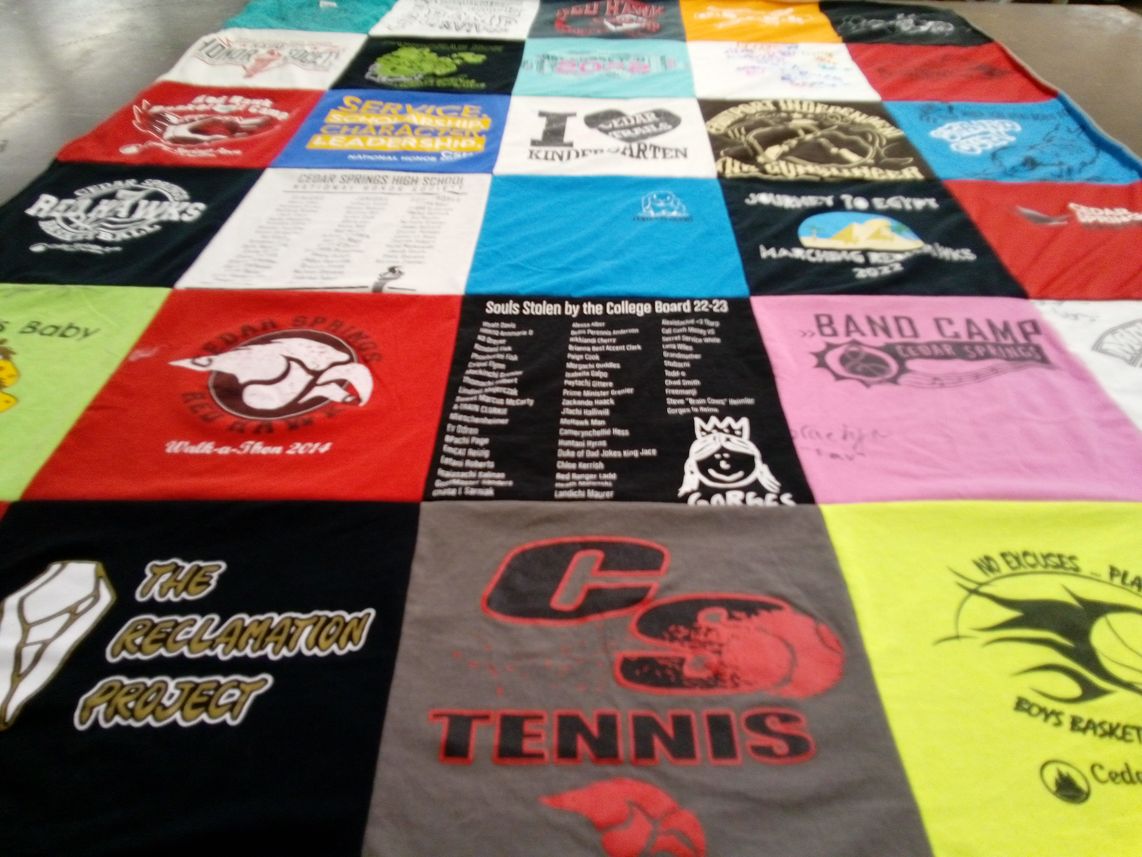 T-shirt quilt featuring cedar springs high school tennis by Michelle from MI