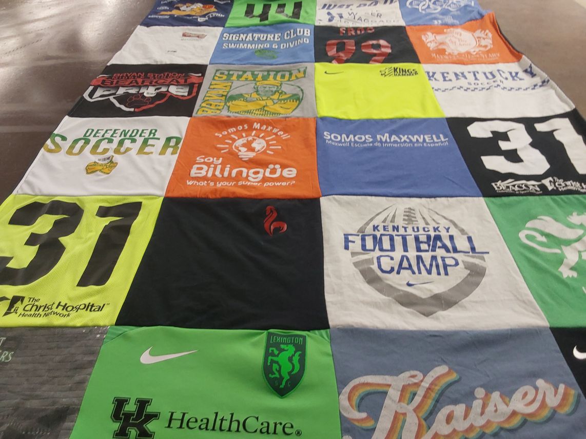T-shirt quilt featuring kentucky football camp by Kate from KY