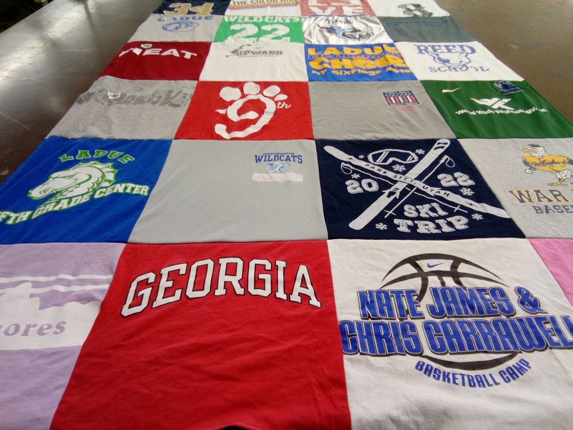 T-shirt quilt featuring westminster wildcats by Kaler from MO