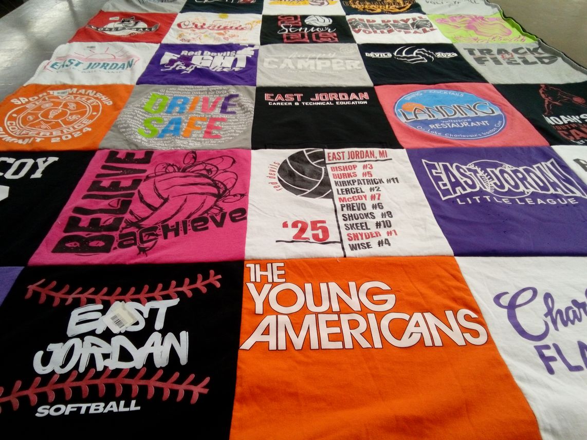 T-shirt quilt featuring east jordan softball by Kristie from MI