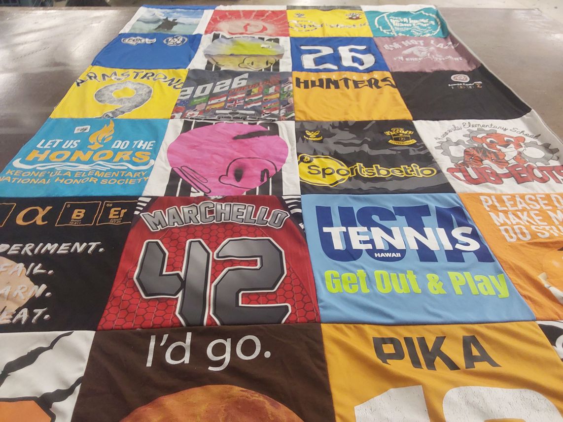T-shirt quilt from keoneula elementary school by Angelika from HI