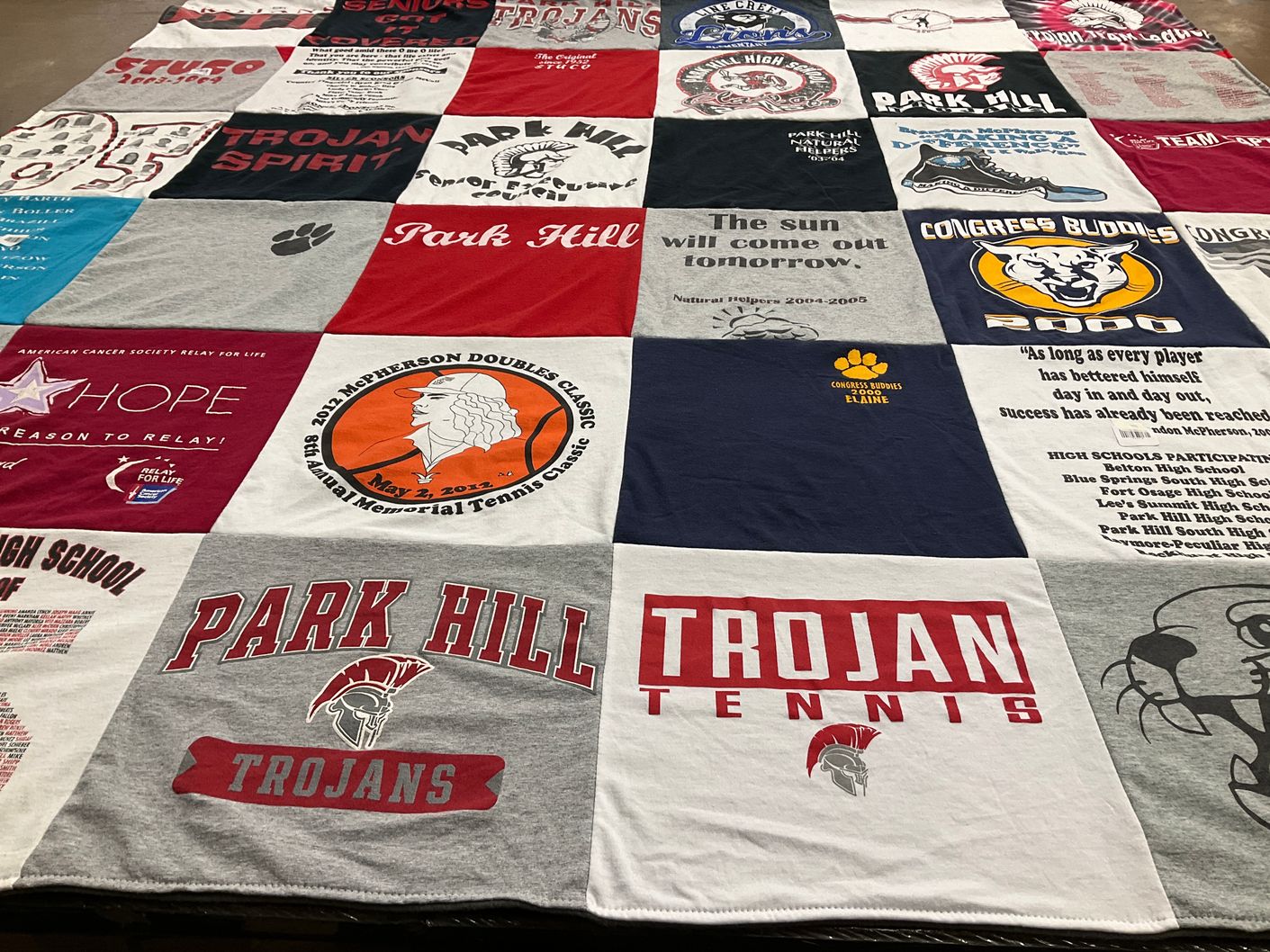T-shirt quilt featuring park hill trojans, park hill tennis by John from MO
