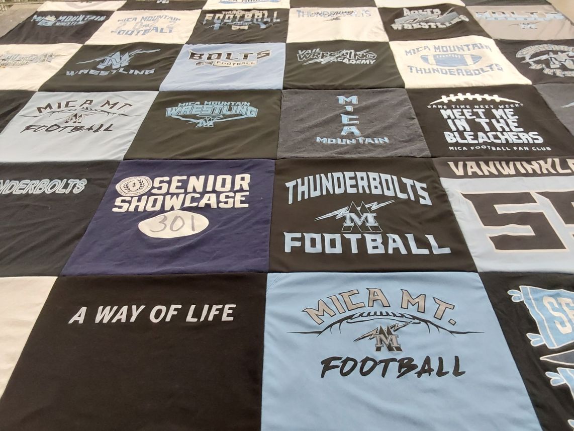 T-shirt quilt featuring mica mountain thunderbolts football by Michelle from AZ