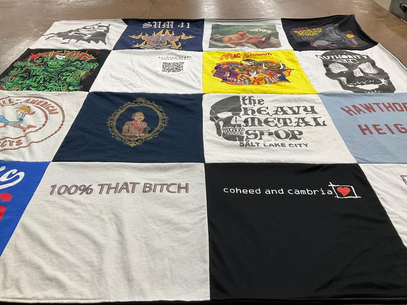 T-shirt quilt with music, bands themes by Dallas from ID