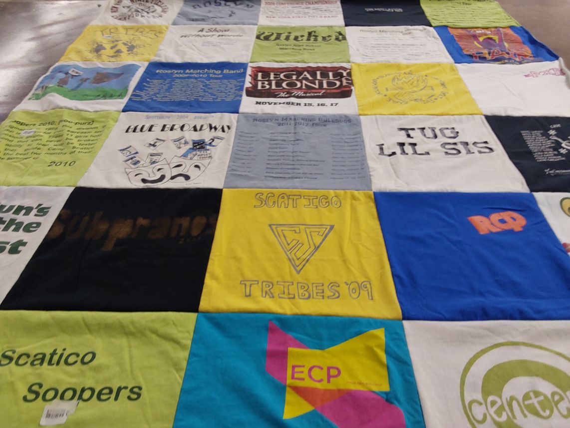 T-shirt quilt from roslyn high school by Sarah from CA