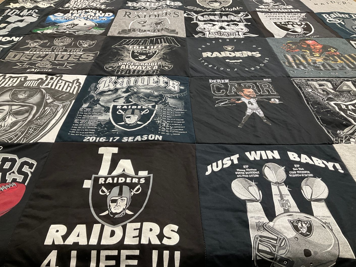 T-shirt quilt featuring raiders by Jeffrey from CA