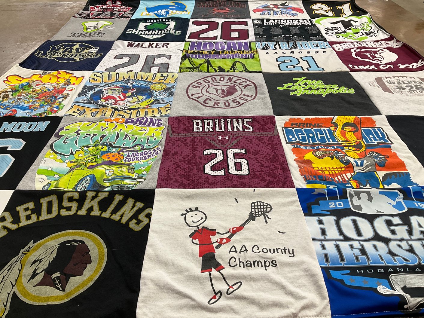 T-shirt quilt featuring hogan lacrosse, navy lacrosse by Jennifer from MD