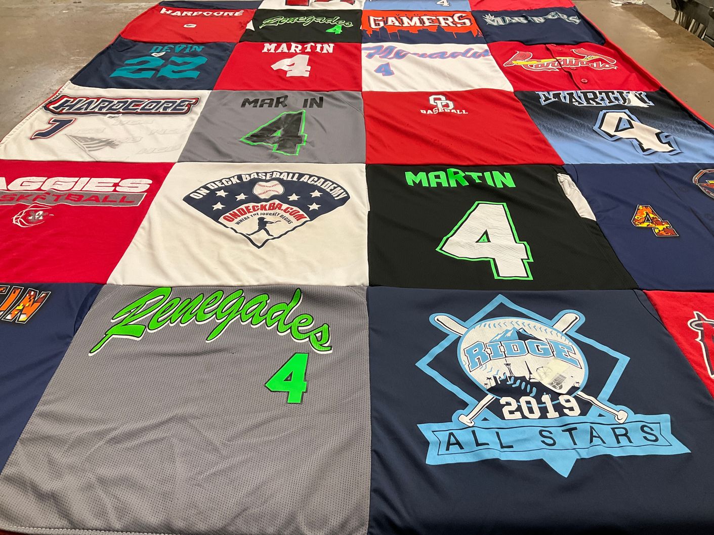T-shirt quilt featuring renegades, aggies by Debra from NV