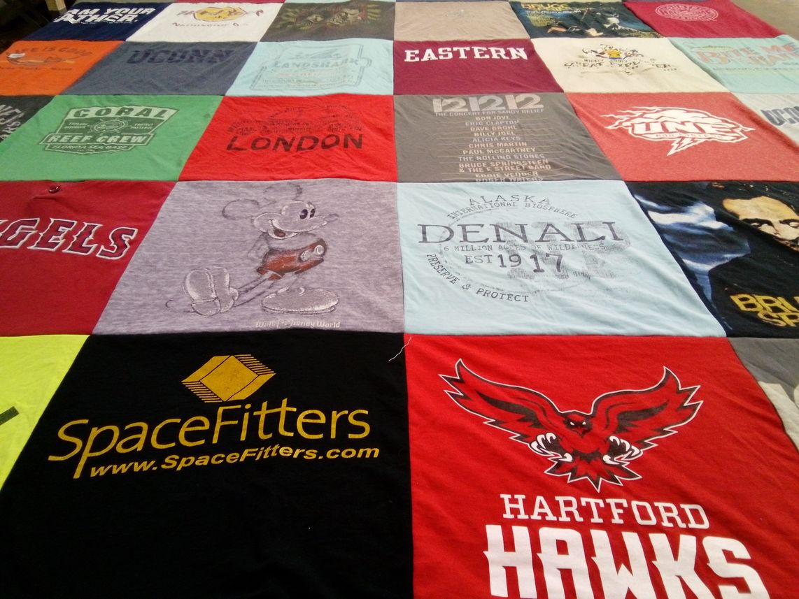 T-shirt quilt featuring hartford hawks by Joanne from CT