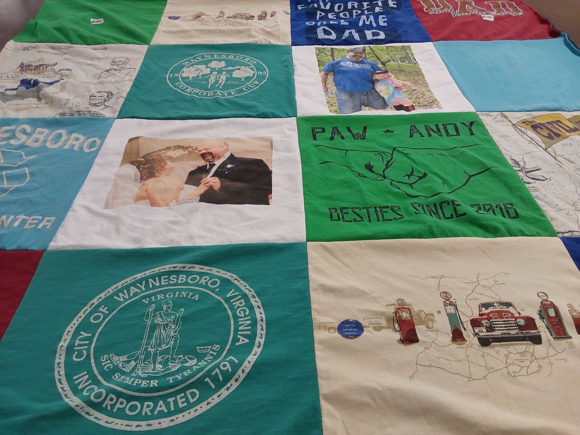 T-shirt quilt with family, friendship themes by Katherine from VA