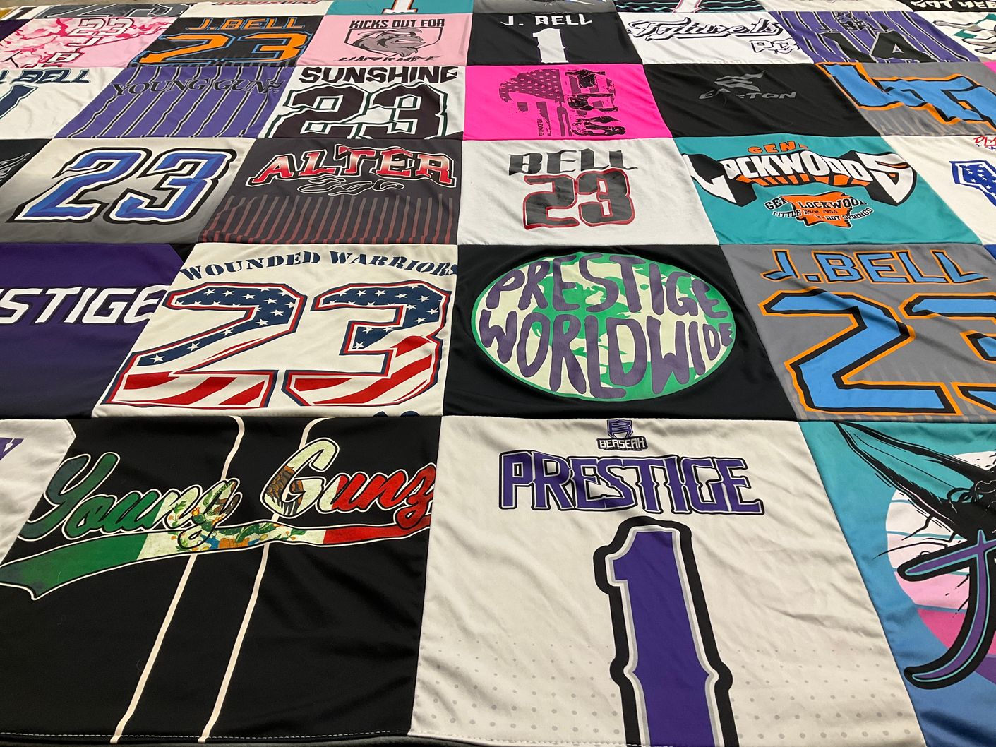 T-shirt quilt with sports, youth themes by Jordan from AR