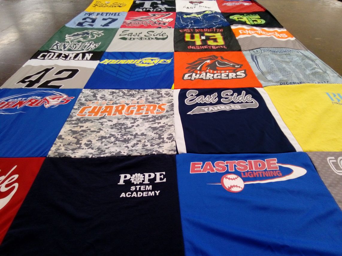 T-shirt quilt featuring eastside chargers, eastside lightning by Kim from GA