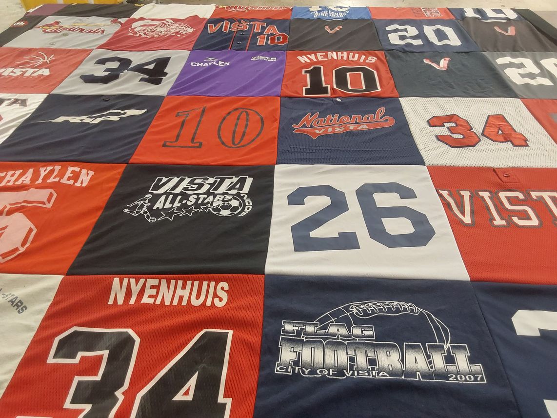 T-shirt quilt from vista high school by Eric from CA