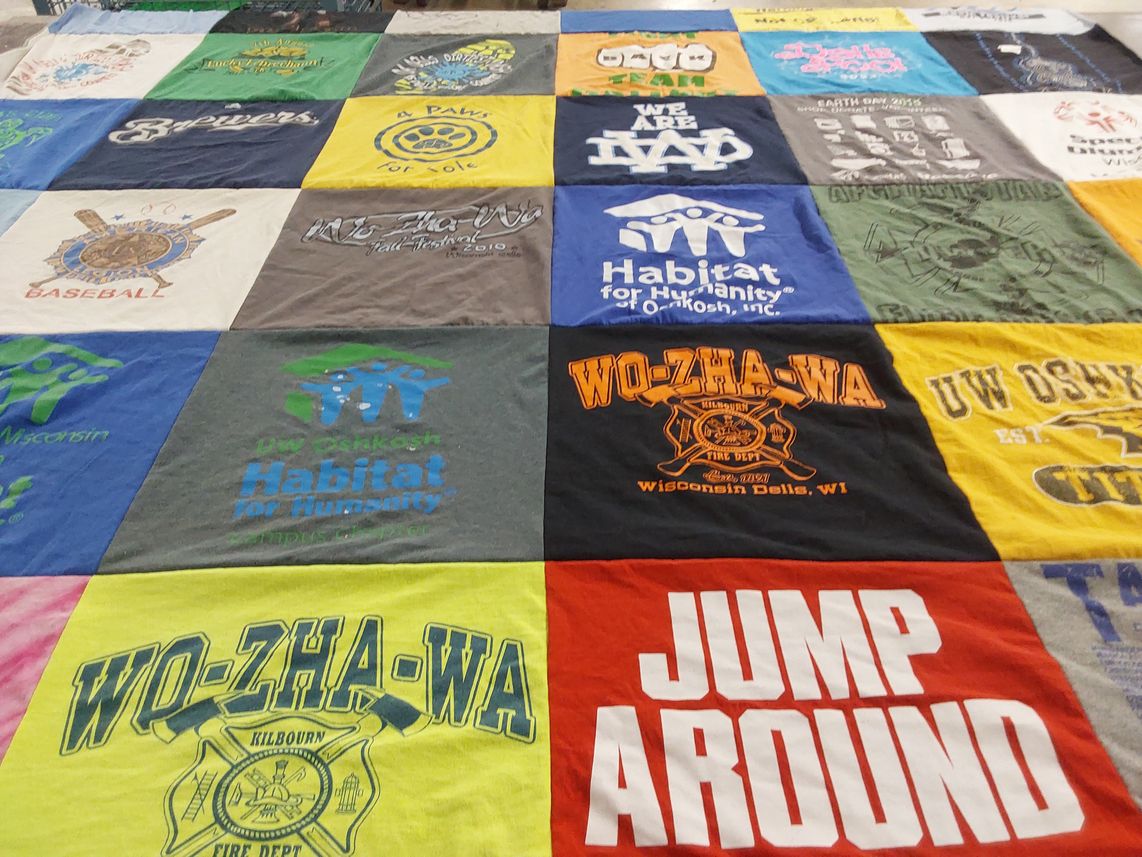 T-shirt quilt from university of wisconsin oshkosh by Dennis from WI