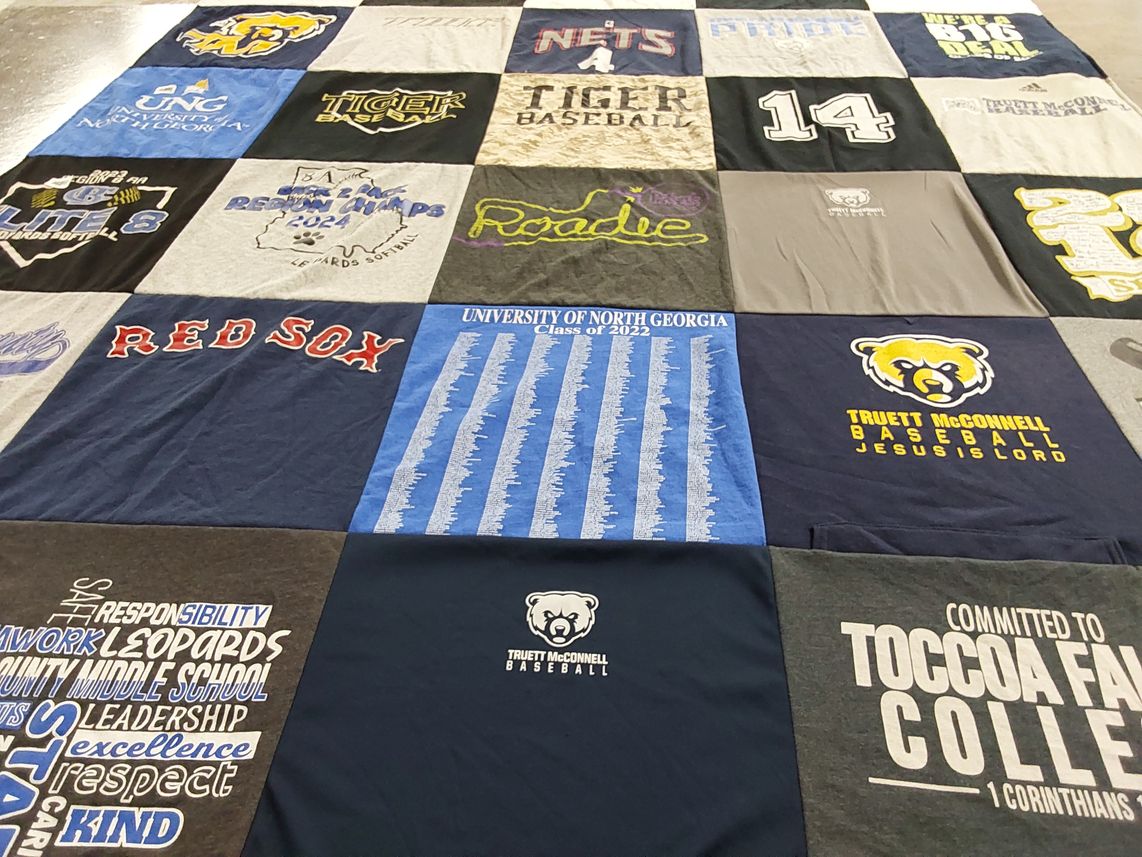 T-shirt quilt featuring truett mccconnell university baseball, red sox by Glenda O from GA