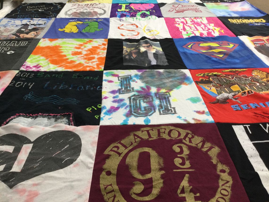 T-shirt quilt with band, dance themes by Lizzie from CA