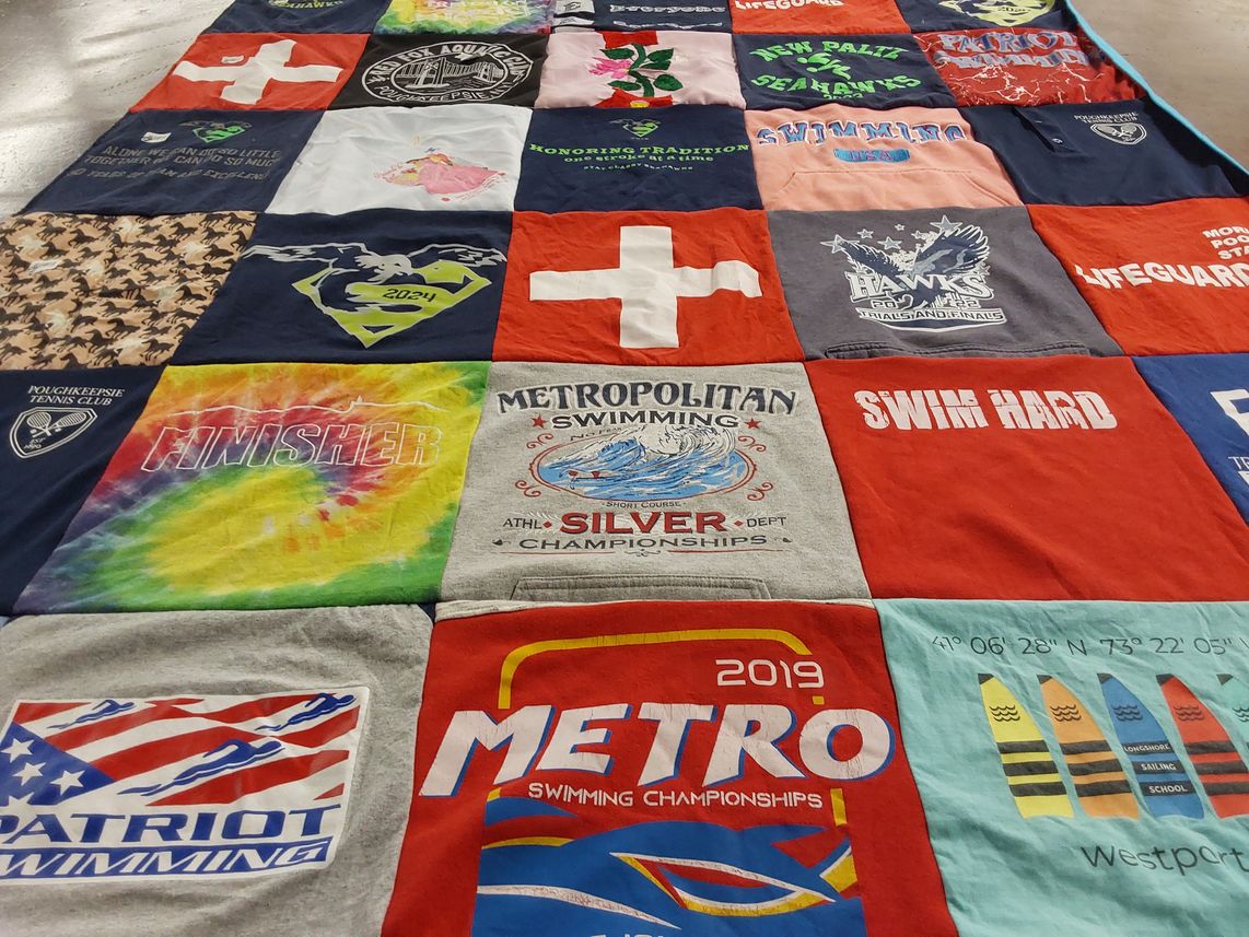 T-shirt quilt featuring patriot swimming by Michelle from NY