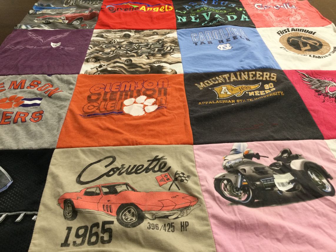 T-shirt quilt from clemson university, appalachian state university by Kathryn from NC