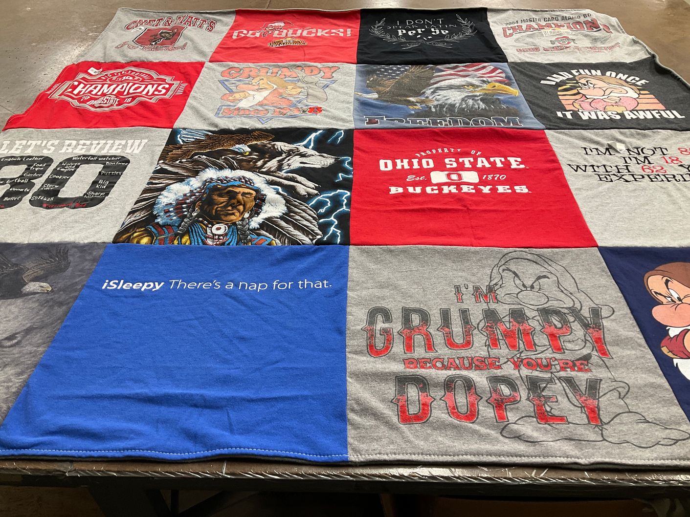T-shirt quilt featuring ohio state buckeyes by Melissa from NC