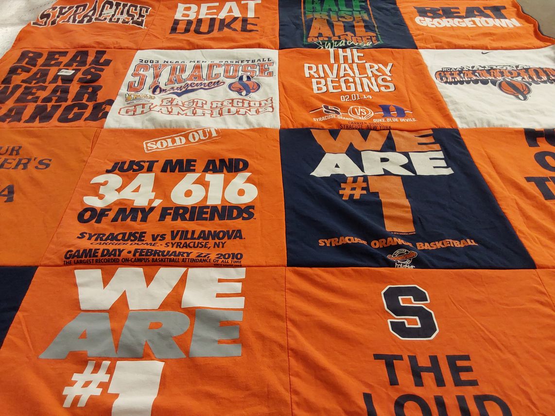 T-shirt quilt featuring syracuse orange basketball by Margaret from NJ