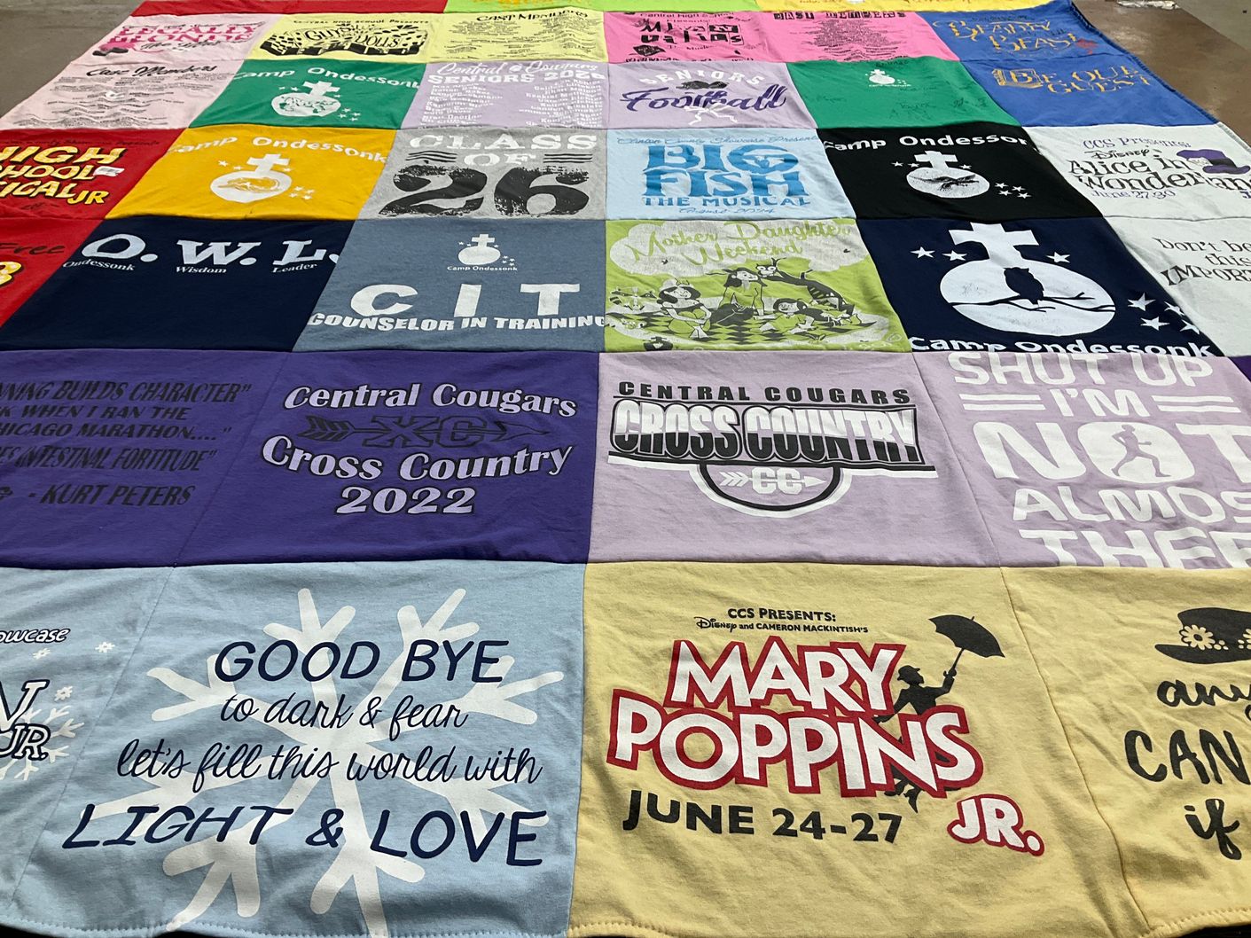 T-shirt quilt featuring central cougars cross country by Michele from IL