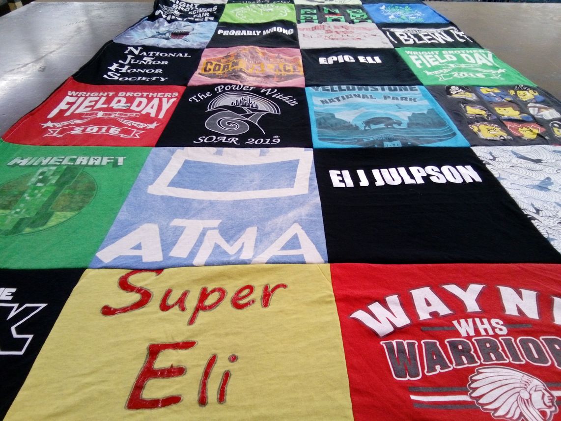 T-shirt quilt featuring wayne high school warriors by Susan from OH