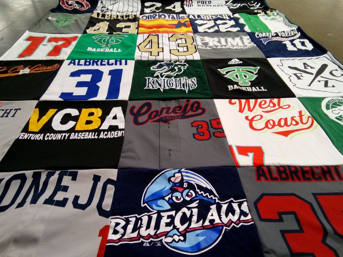 T-shirt quilt with baseball themes by Keith from CA