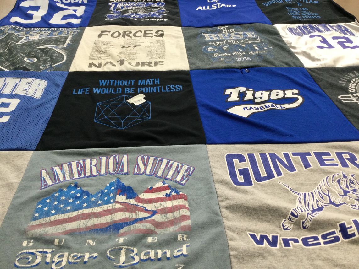 T-shirt quilt featuring gunter high school baseball, gunter high school wrestling by Cathy from TX