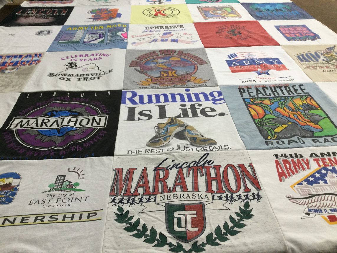 T-shirt quilt with running, marathons themes by JEFFREY from NC