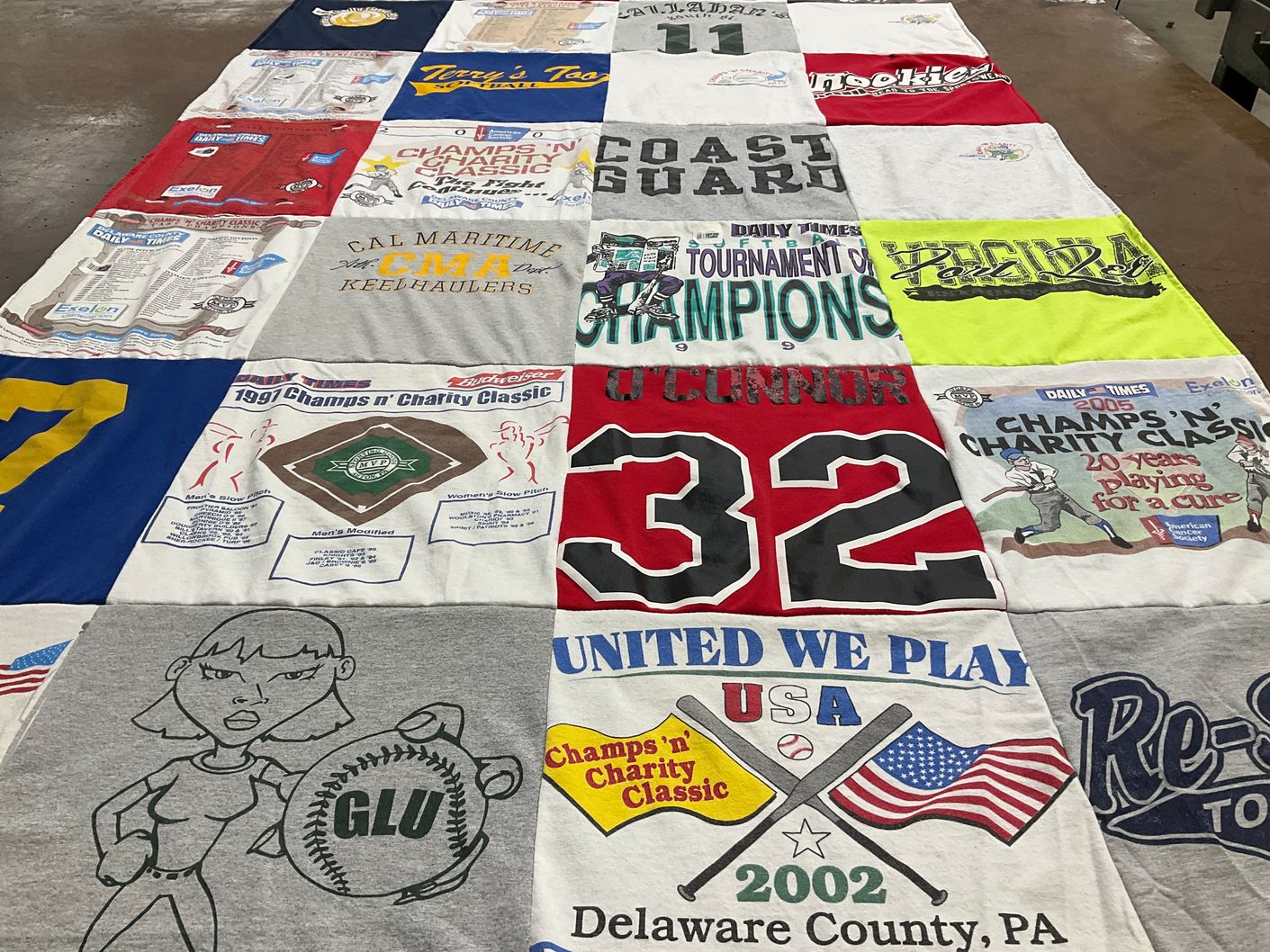 T-shirt quilt from cal maritime academy by Sharon from PA