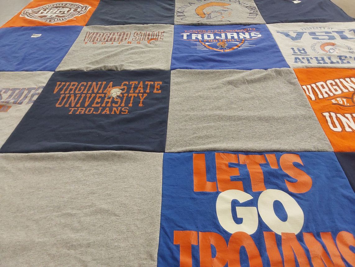 T-shirt quilt featuring virginia state university trojans by Melvin from NC