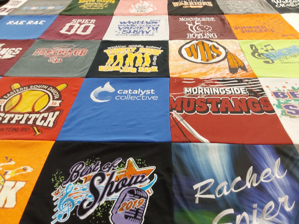 T-shirt quilt featuring morningside mustangs by Rachel from SD