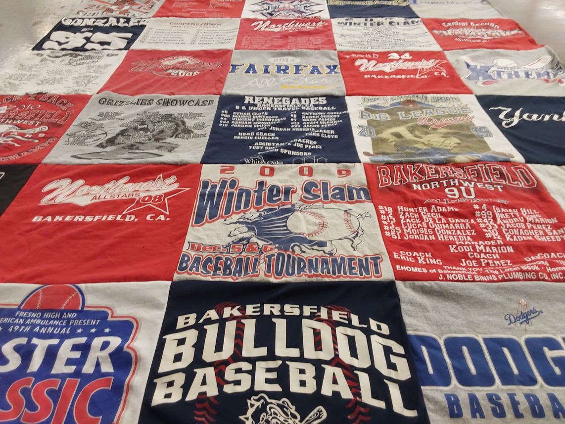 T-shirt quilt featuring bakersfield bulldog baseball, bakersfield northwest allstars by Alicia D from CA