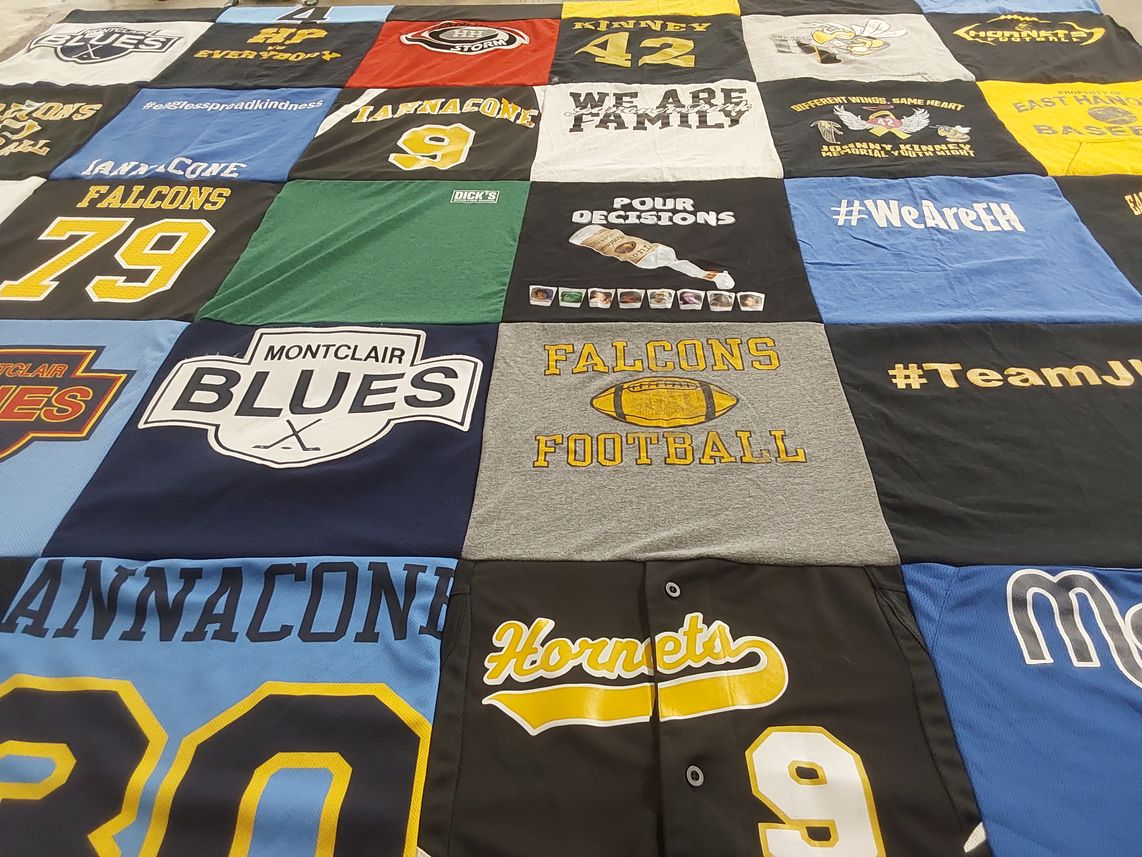 T-shirt quilt featuring falcons, hornets by Lisa from NJ