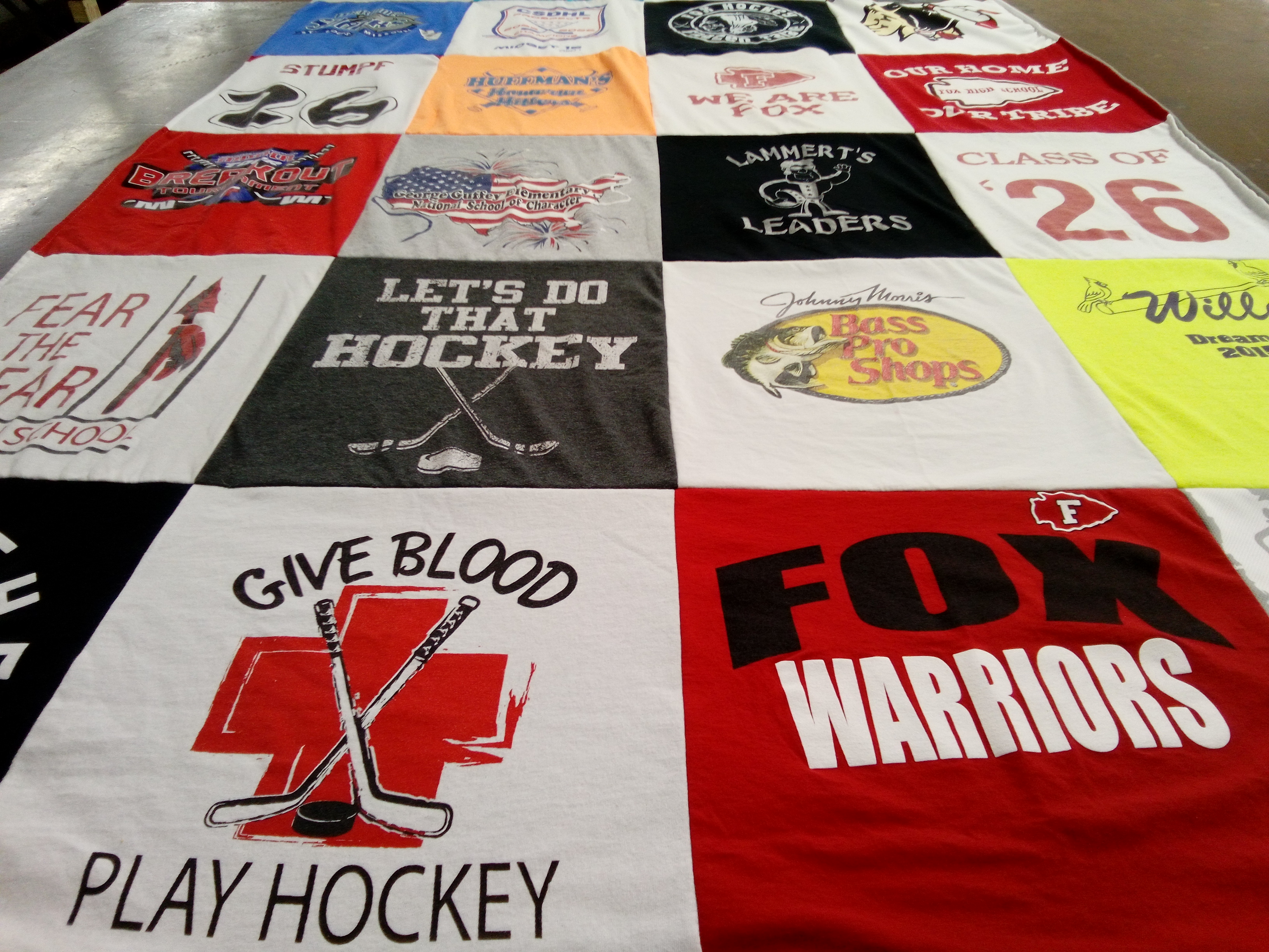 T-shirt quilt featuring fox warriors by Amy from MO