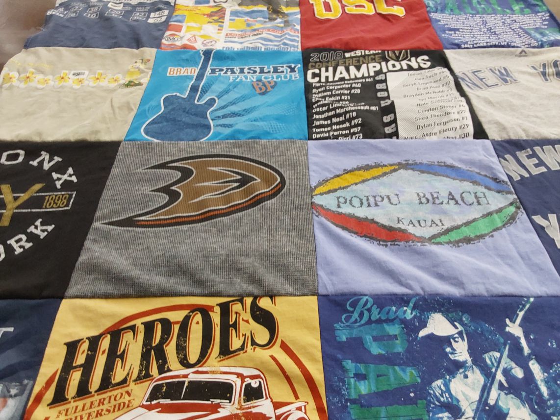 T-shirt quilt featuring anaheim ducks by Janet from CA