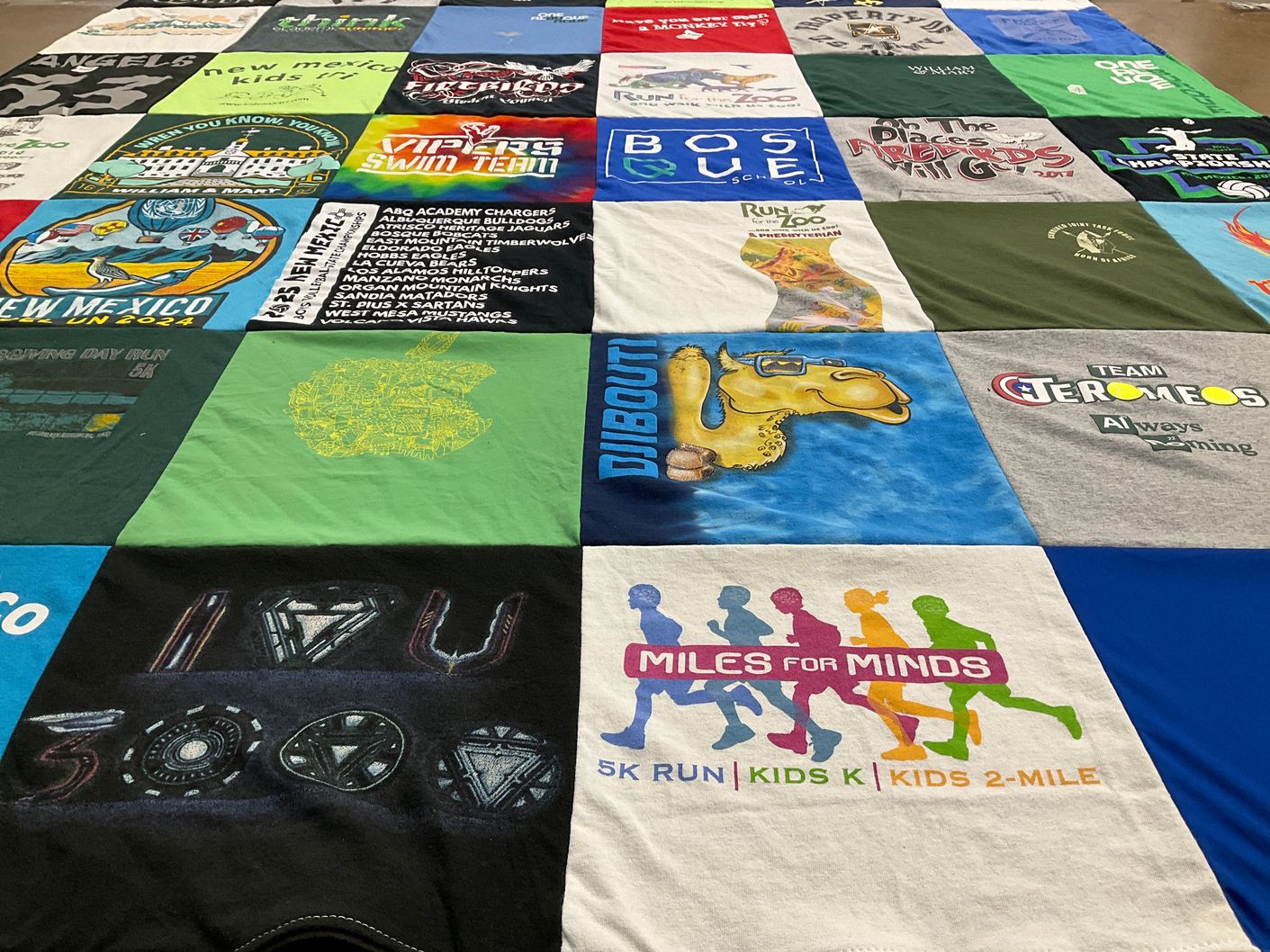 T-shirt quilt from bossque school, new mexico state university by Miki from NM