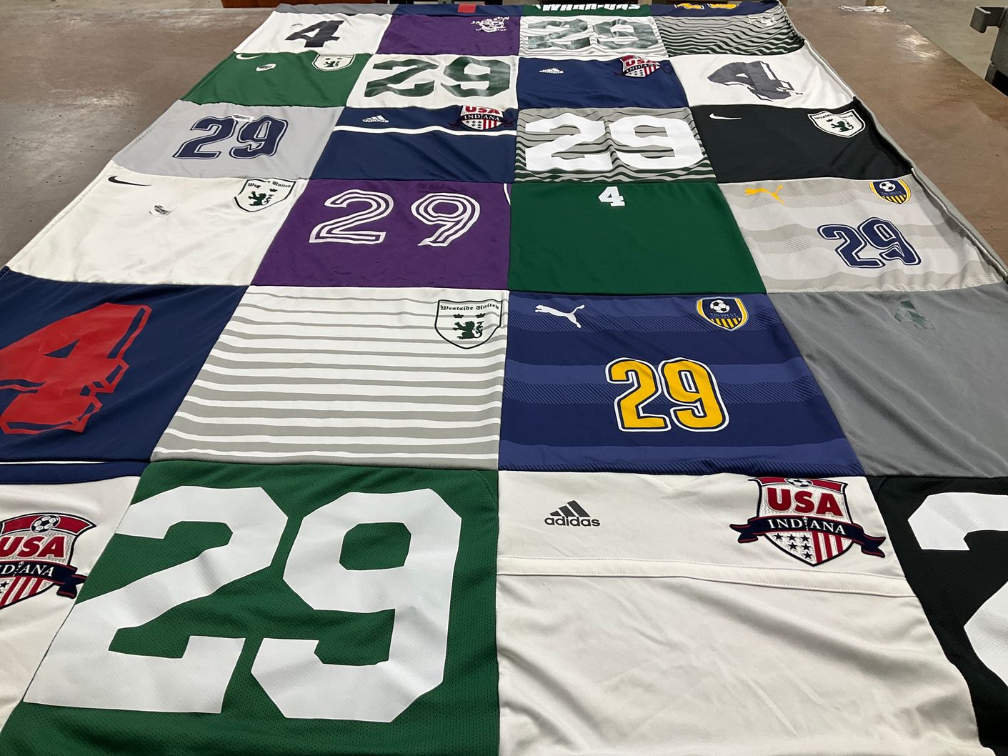 T-shirt quilt with soccer, sports themes by Cassandra from IN