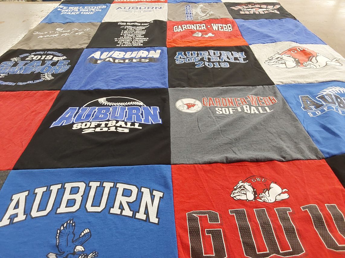 T-shirt quilt featuring auburn softball, gardner-webb softball by Rhonda from VA