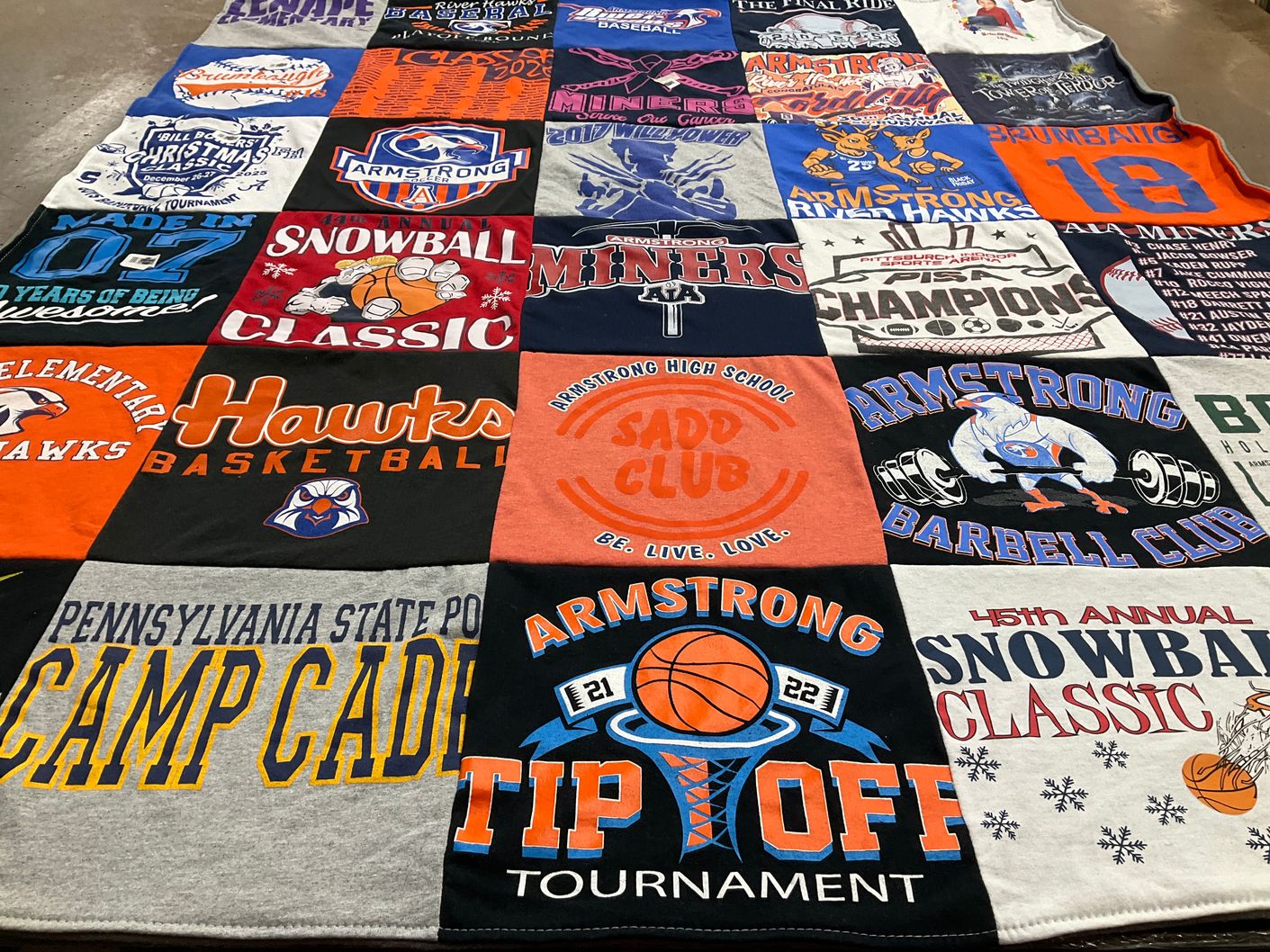 T-shirt quilt featuring armstrong miners by Denise from PA