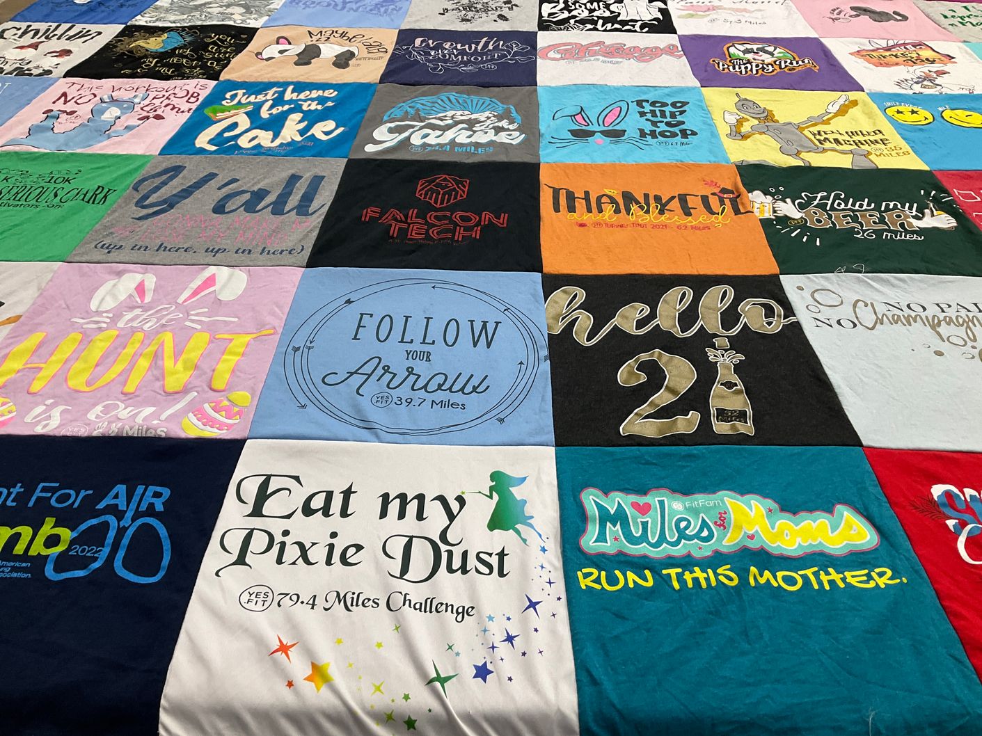 T-shirt quilt from falcon technical school by Deborah from CO