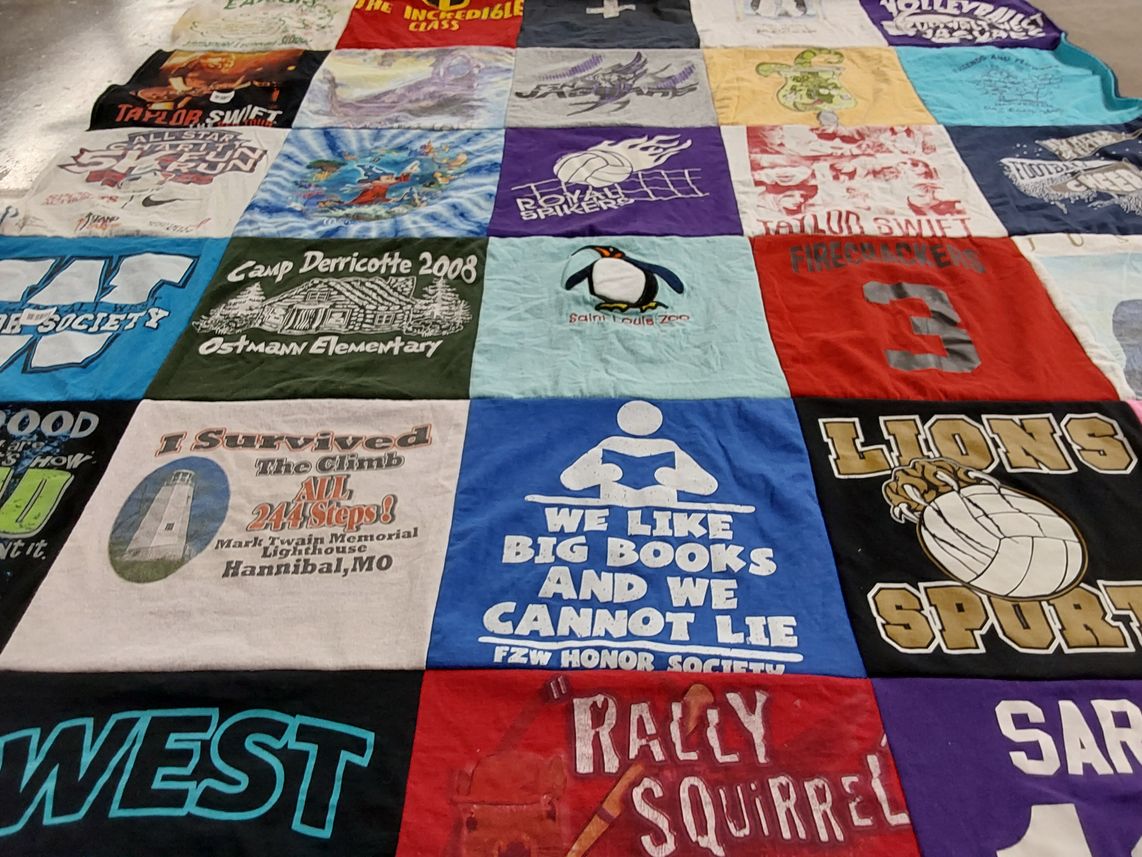 T-shirt quilt featuring lions sport by Sharlene from MO